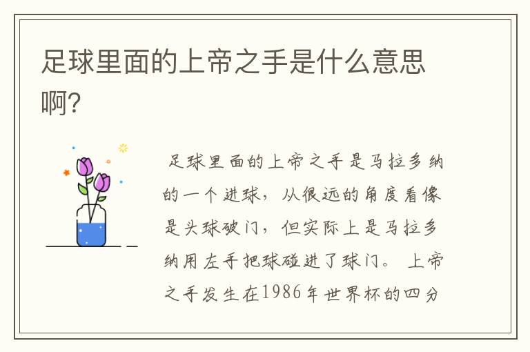 足球里面的上帝之手是什么意思啊?
