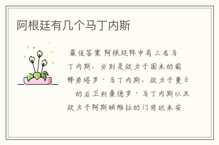 阿根廷有几个马丁内斯