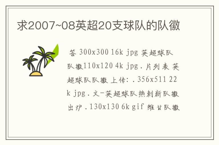 求2007~08英超20支球队的队徽