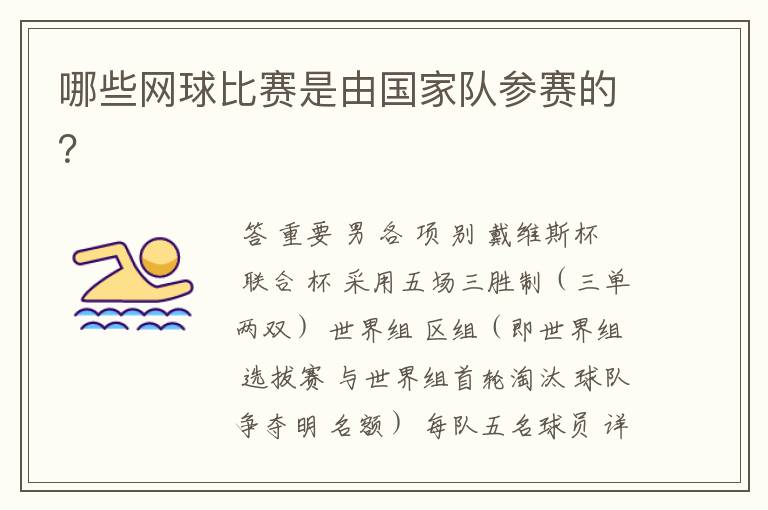 哪些网球比赛是由国家队参赛的?