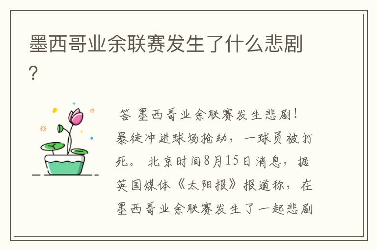 墨西哥业余联赛发生了什么悲剧?
