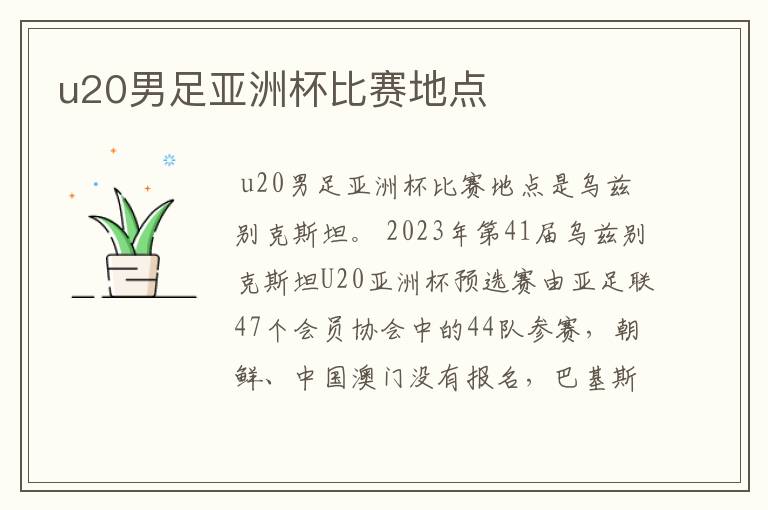 u20男足亚洲杯比赛地点