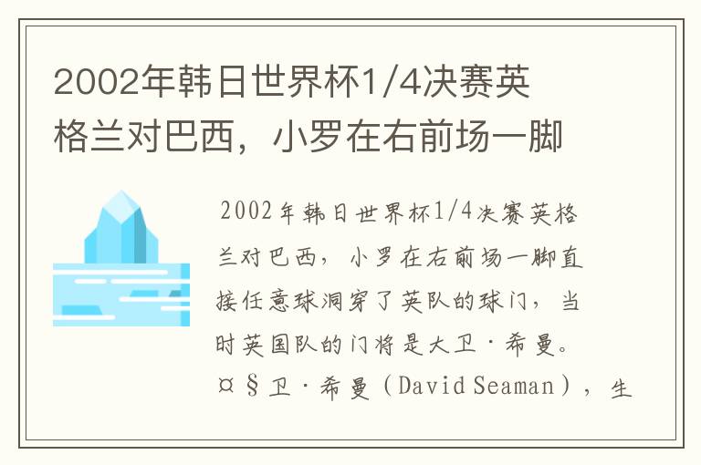 2002年韩日世界杯1/4决赛英格兰对巴西,小罗在右前场一脚直接任意球洞穿了英队的球门,问当时英队的门将是