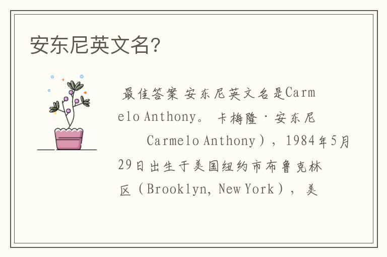 安东尼英文名?