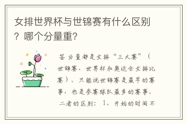女排世界杯与世锦赛有什么区别?哪个分量重?