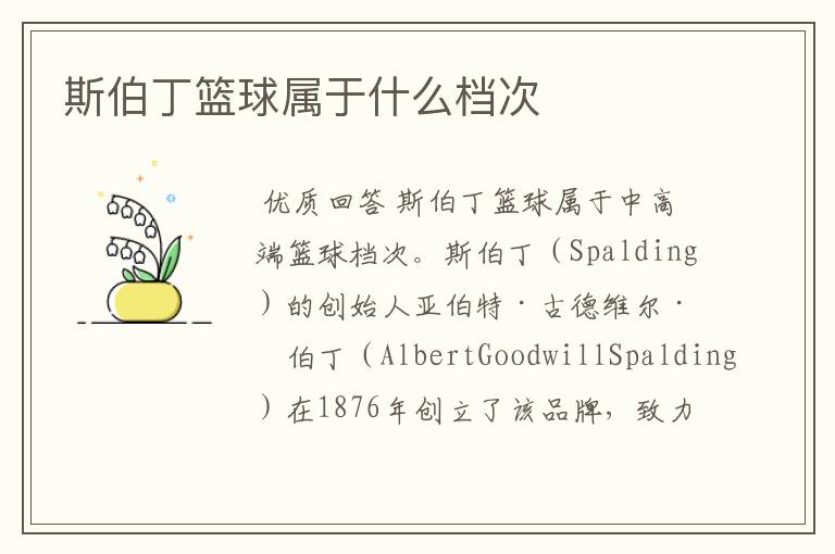斯伯丁篮球属于什么档次