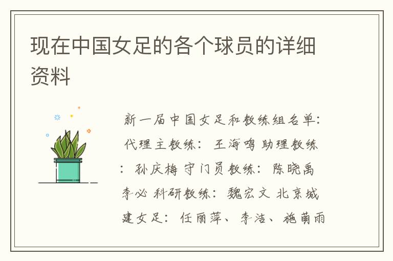 现在中国女足的各个球员的详细资料