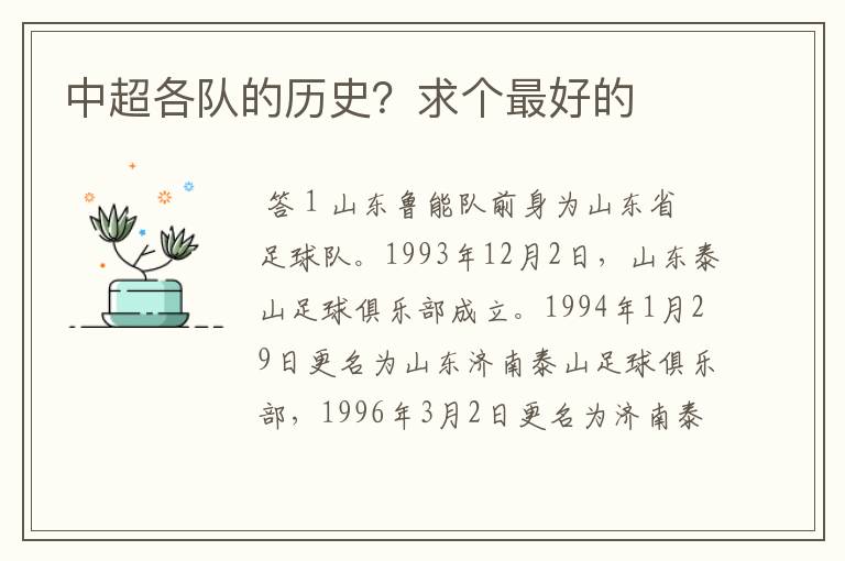 中超各队的历史?求个最好的