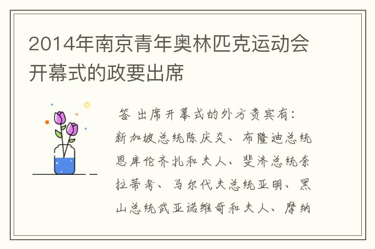 2014年南京青年奥林匹克运动会开幕式的政要出席