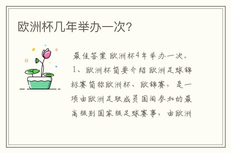 欧洲杯几年举办一次?