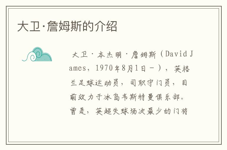 大卫·詹姆斯的介绍