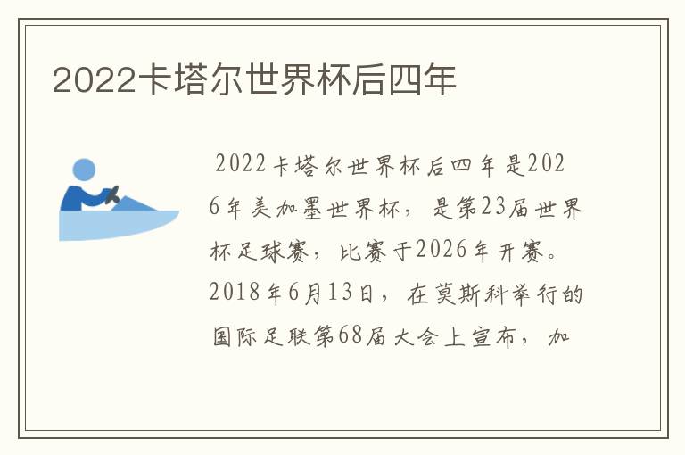2022卡塔尔世界杯后四年