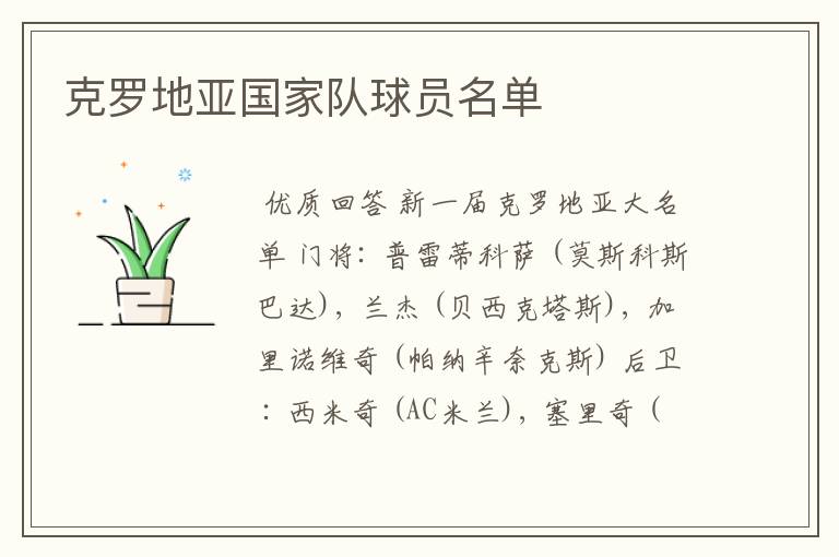 克罗地亚国家队球员名单