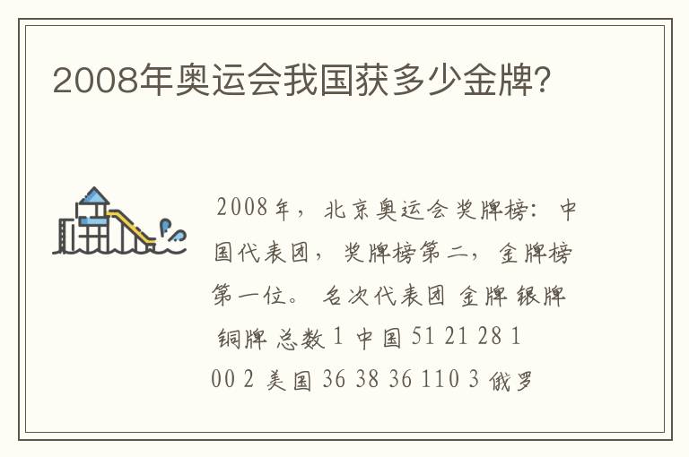 2008年奥运会我国获多少金牌?