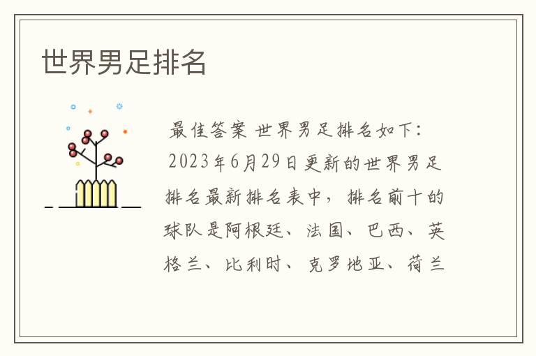 世界男足排名