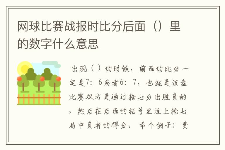 网球比赛战报时比分后面()里的数字什么意思