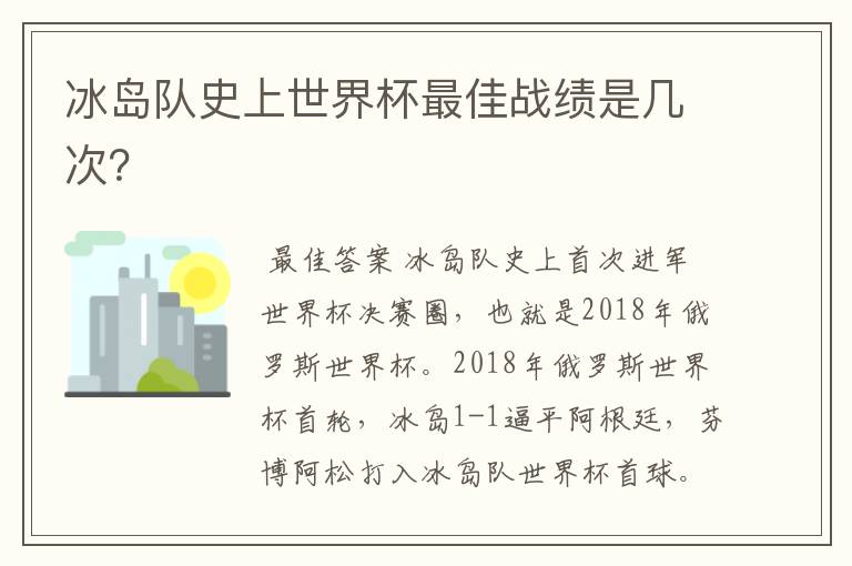 冰岛队史上世界杯最佳战绩是几次?