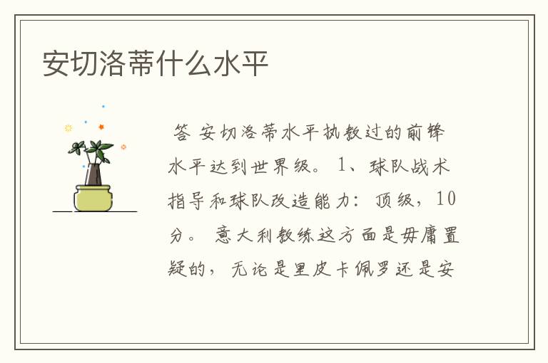 安切洛蒂什么水平