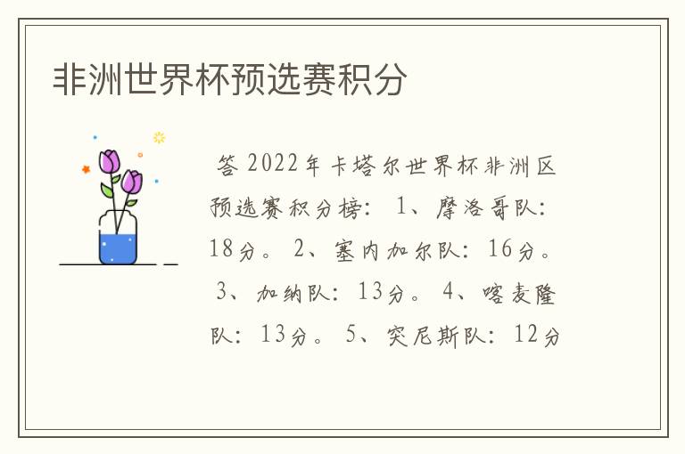 非洲世界杯预选赛积分