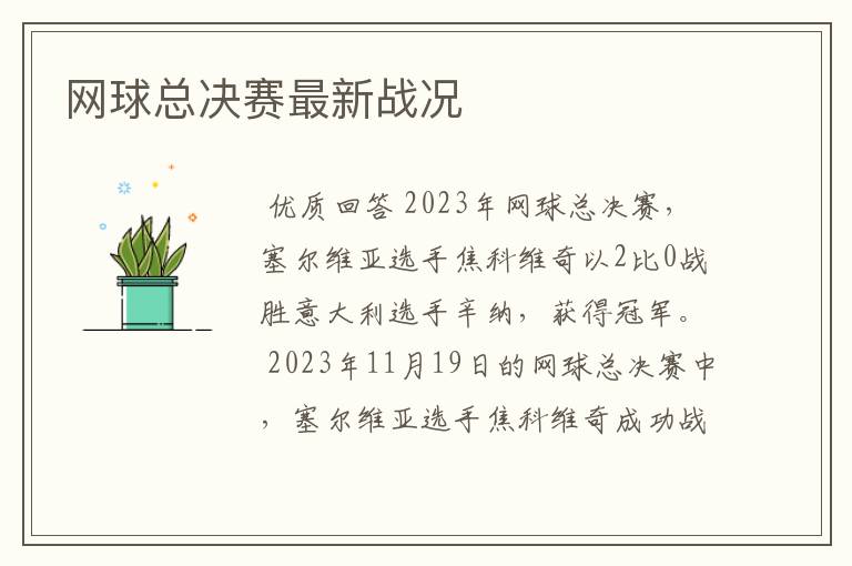 网球总决赛最新战况