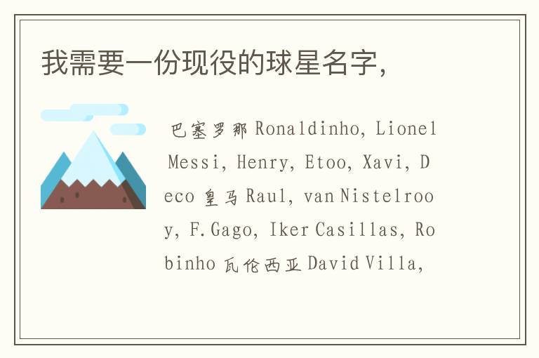 我需要一份现役的球星名字,
