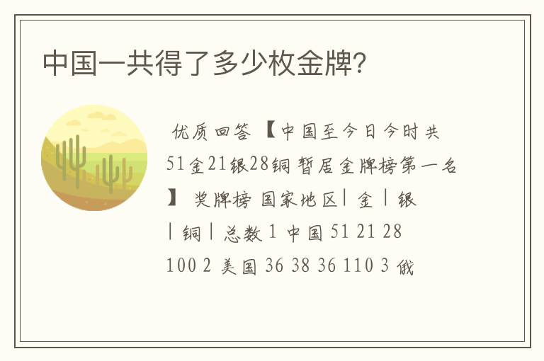 中国一共得了多少枚金牌?