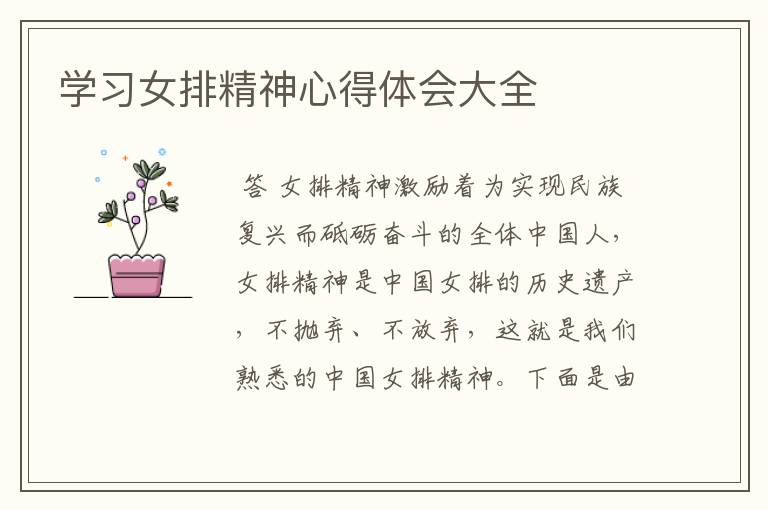 学习女排精神心得体会大全