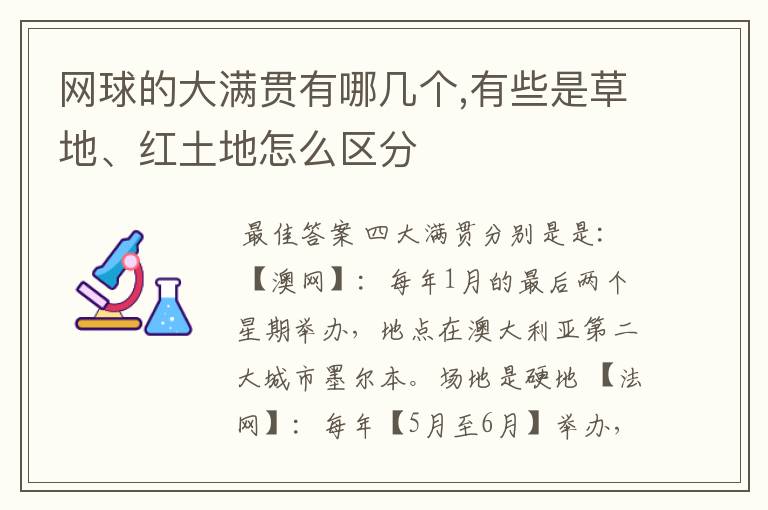 网球的大满贯有哪几个,有些是草地、红土地怎么区分