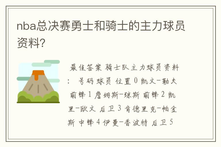 nba总决赛勇士和骑士的主力球员资料?