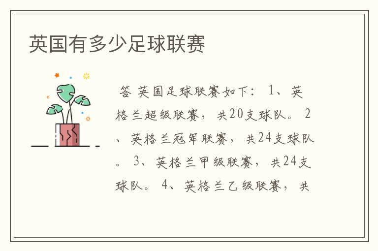 英国有多少足球联赛