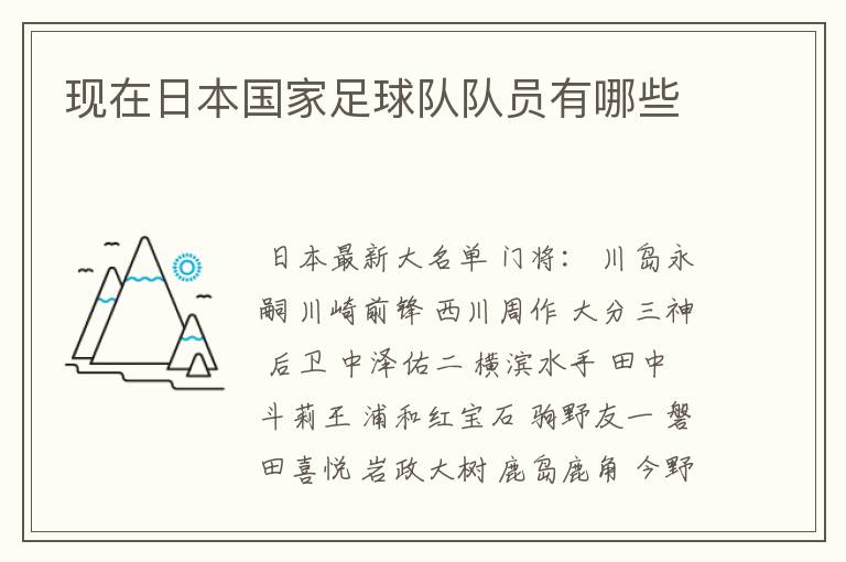 现在日本国家足球队队员有哪些
