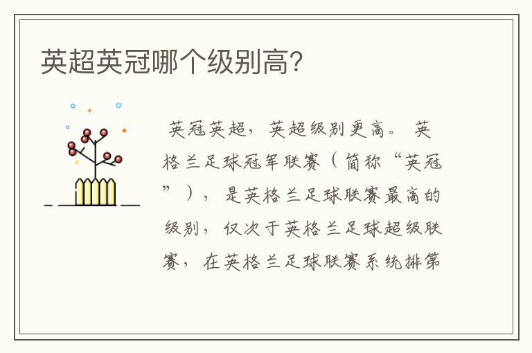 英超英冠哪个级别高?