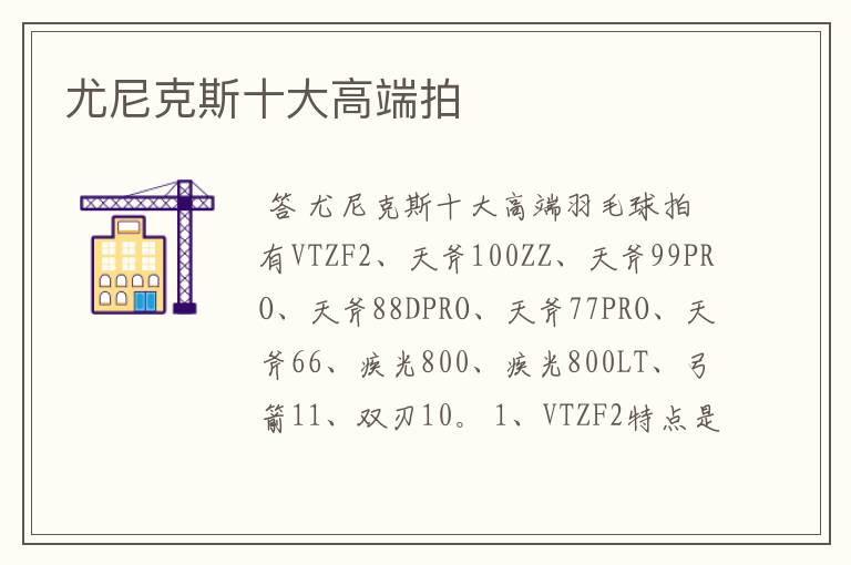 尤尼克斯十大高端拍