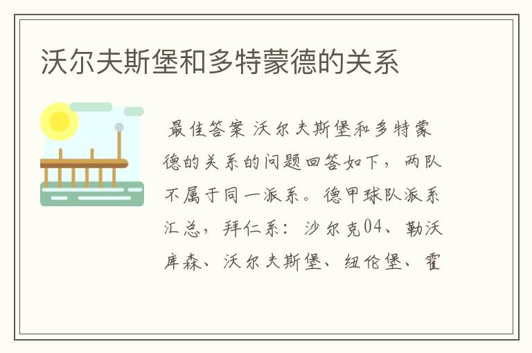 沃尔夫斯堡和多特蒙德的关系