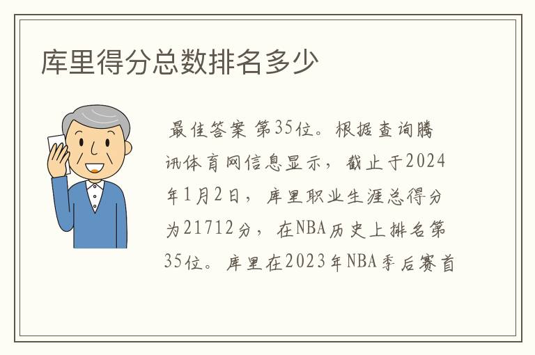 库里得分总数排名多少
