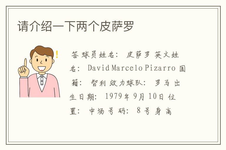请介绍一下两个皮萨罗