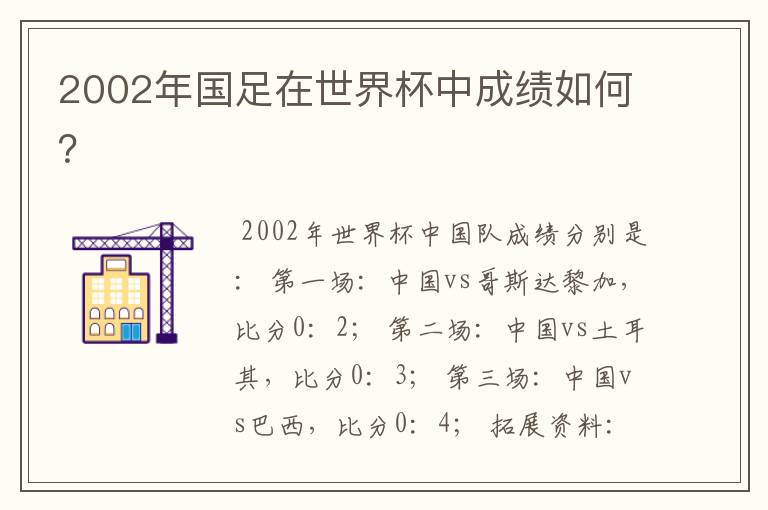 2002年国足在世界杯中成绩如何?
