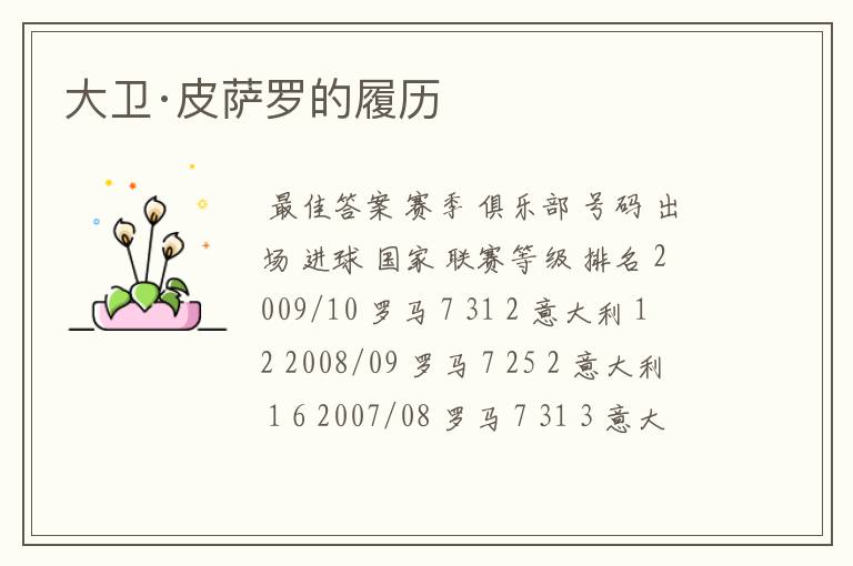 大卫·皮萨罗的履历