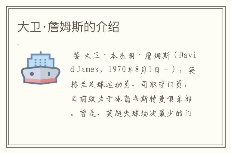 大卫·詹姆斯的介绍