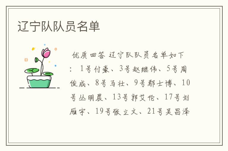 辽宁队队员名单