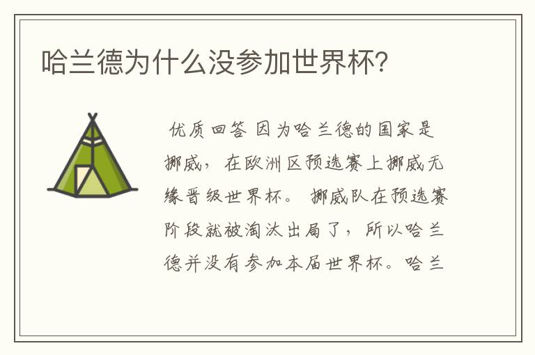 哈兰德为什么没参加世界杯?