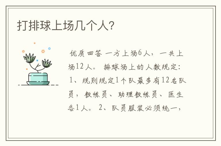 打排球上场几个人?