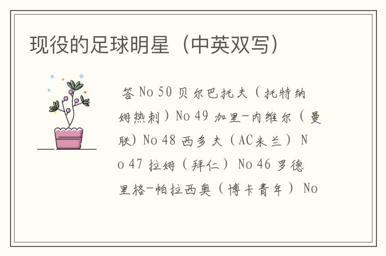 现役的足球明星(中英双写)