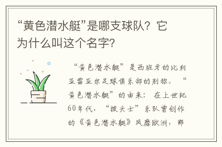 “黄色潜水艇”是哪支球队?它为什么叫这个名字?