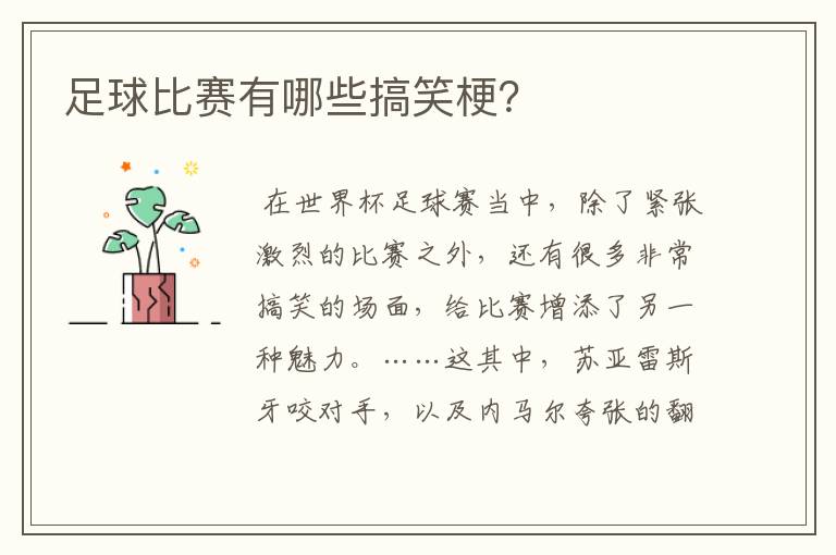 足球比赛有哪些搞笑梗?