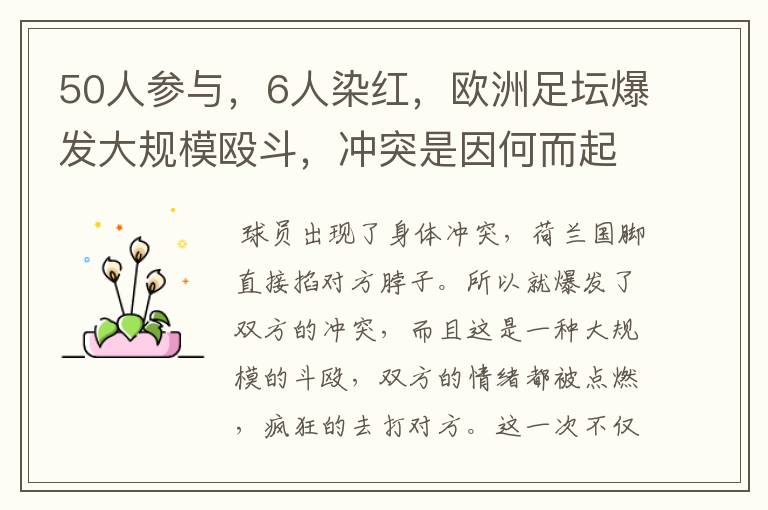 50人参与,6人染红,欧洲足坛爆发大规模殴斗,冲突是因何而起的?