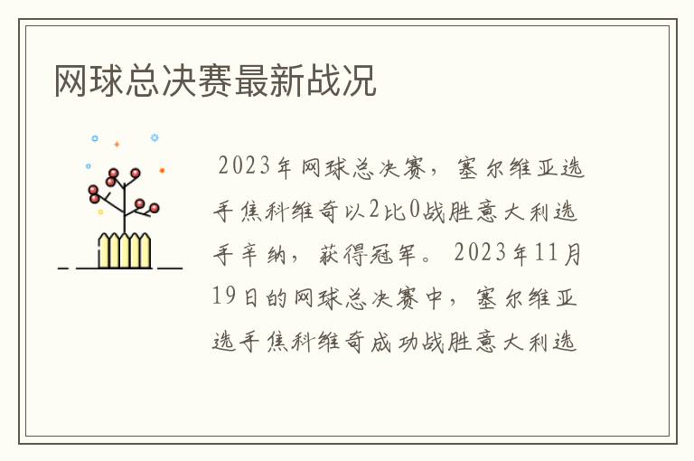 网球总决赛最新战况