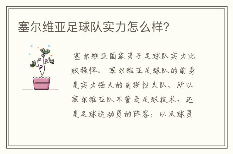 塞尔维亚足球队实力怎么样?
