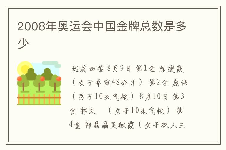2008年奥运会中国金牌总数是多少