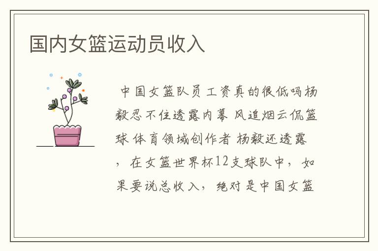 国内女篮运动员收入